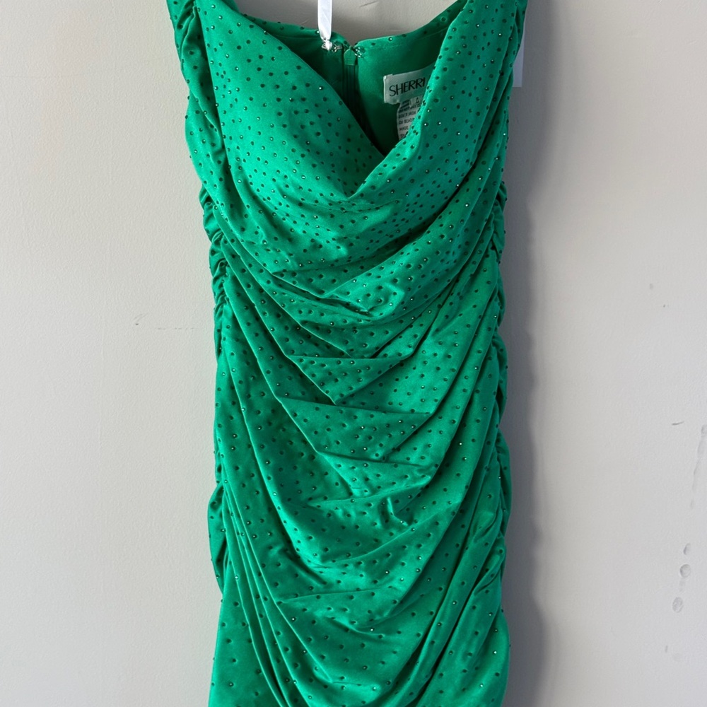 Sherri Hill Green Ruched Dress